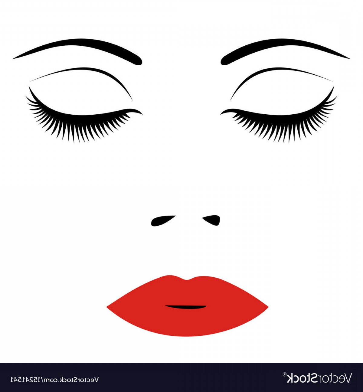 1200x1296 Woman Face With Red Lips And Closed Eyes For Vector Soidergi