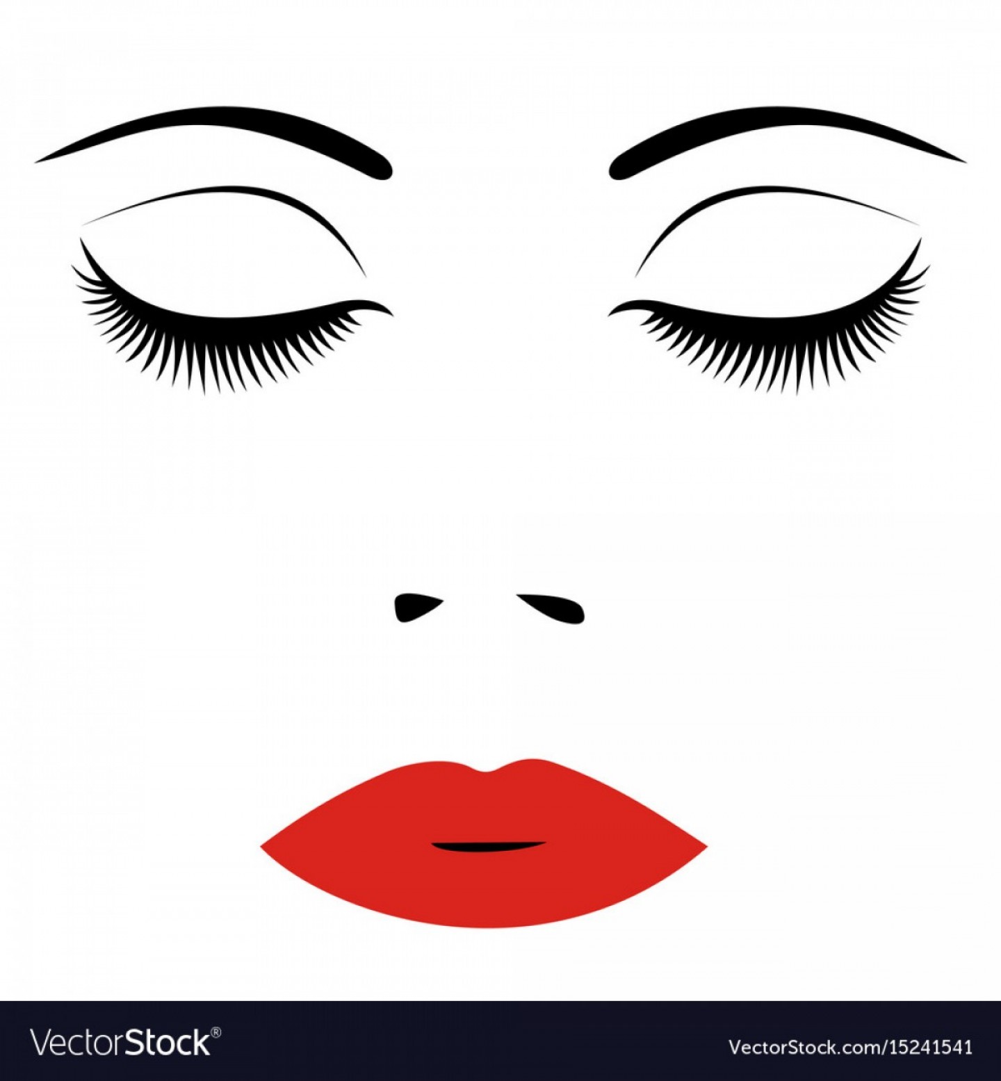 1440x1555 Woman Face With Red Lips And Closed Eyes For Vector Catchsplace