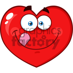 300x300 Hungry Red Heart Cartoon Emoji Face Character Licking His Lips