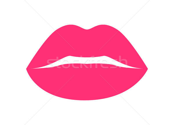 600x432 Glossy Bright Pink Lips Vector Illustration Icon Vector