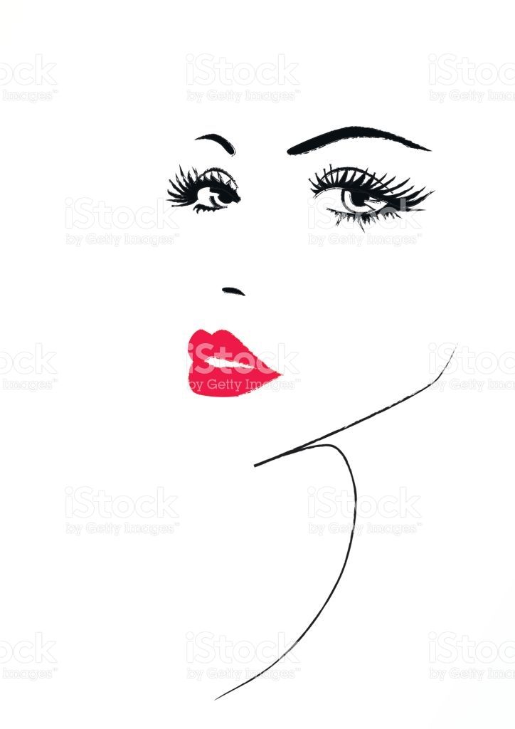 Beautiful Face Of A Woman With A Red Sexy Lips, Vector 724x1024 Beautiful Face Of A Woman With A Red Sexy Lips, Vector
