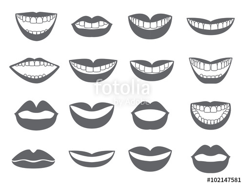 500x380 Lips Icon Set Of Silhouettes Lips Vector Stock Image