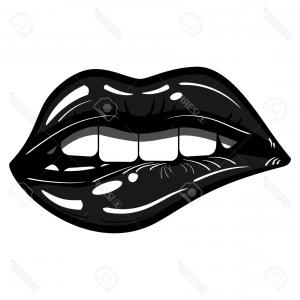 300x300 Photostock Vector Sexy Black Lips Passionate Biting Isolated Evil