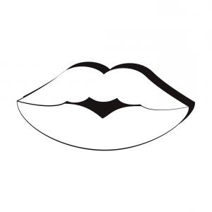 300x300 Woman S Face Red Lips Vector Fashion Illustration Black White