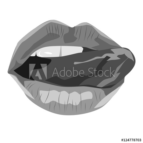 500x500 Black And White Sexy Lips Vector Illustration Open Mouth