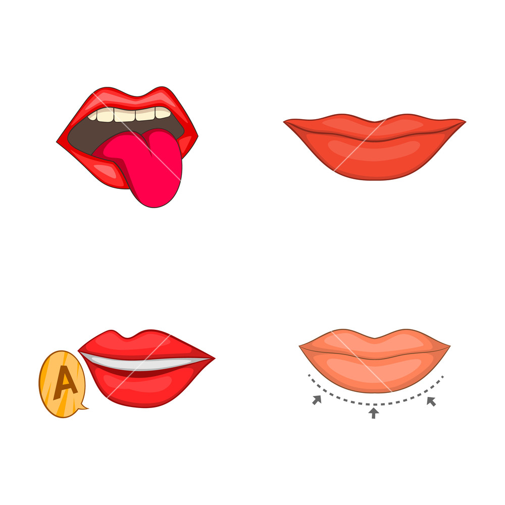 1000x1000 Lips Icon Set Cartoon Set Of Lips Vector Icons For Web Design