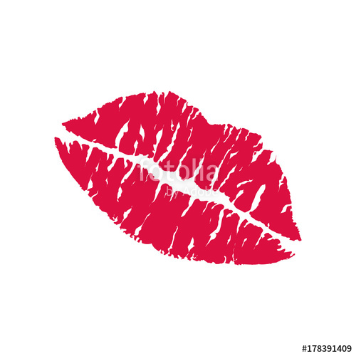 500x500 Red Lipstick Kiss On White Background Realistic Vector