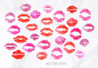 400x280 Set Lipstick Kiss Vector Image Of Icons And Emblems