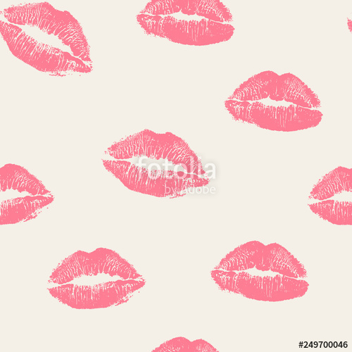 500x500 Vector Woman Pink Lipstick Kiss Prints Seamless Background Pattern
