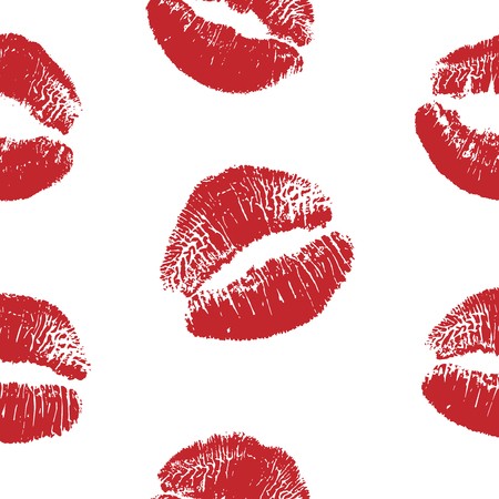 450x450 Vector Woman Red Lipstick Kiss Prints Seamless Pattern Red Kisses