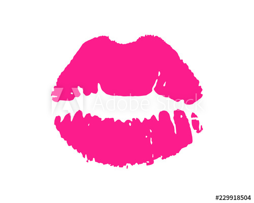 500x400 Glamour Pink Lips Imprint Isolated On White Background Charming
