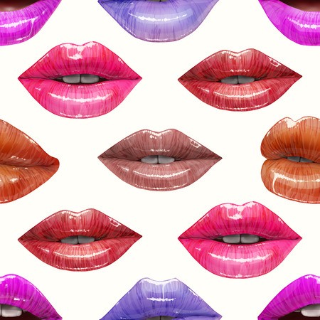 450x450 Seamless Pattern Of Colorful Sexy Lips Vector Lipstick Or Lip