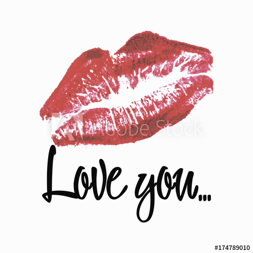 500x500 Lipstick Kiss With Lettering