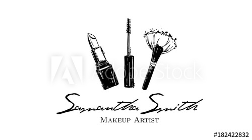 500x278 Makeup Artist Banner Business Card And Logo Concept Beauty Set