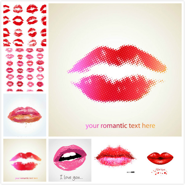 600x600 Designer Red Lip Print Vector Material
