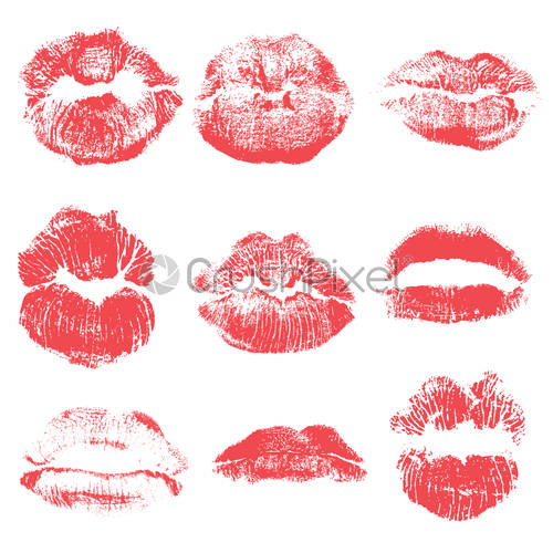 500x500 Set Of Lips Or Lip Shaped Women Kiss Print Valentines, Stock