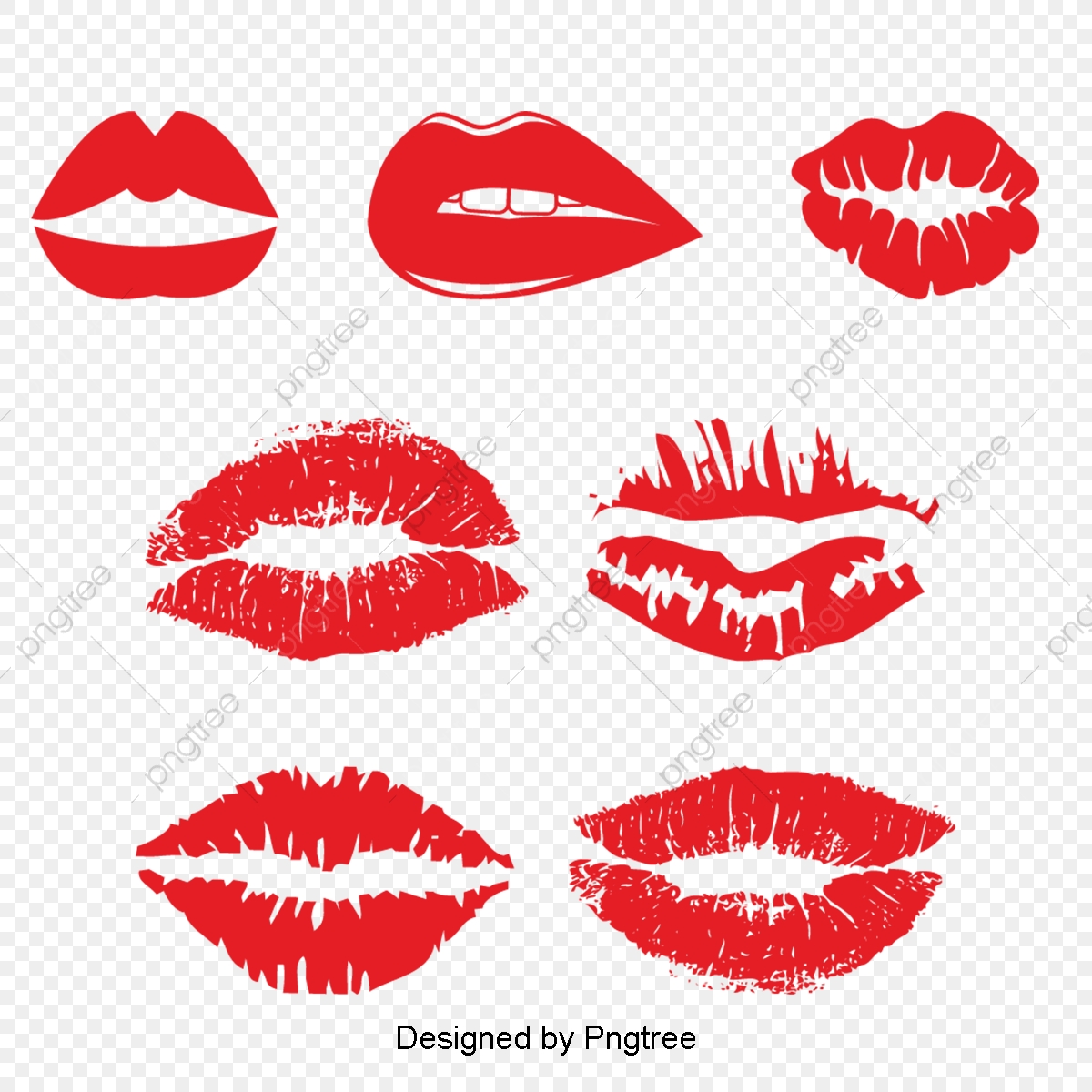 1200x1200 Simple Hand Painted Cartoon Red Lip Print Element, Cartoon, Simple
