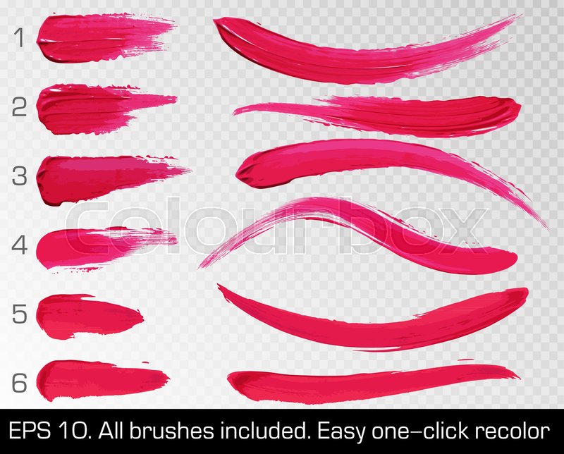 800x644 Red Smears Lipstick Set Texture Brush Stock Vector Colourbox