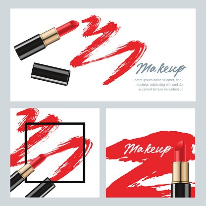 416x416 Set Of Vector Banners With Lipstick And Smears Premium Clipart