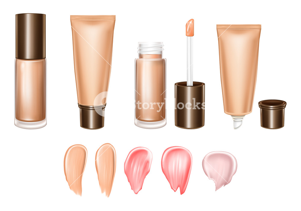 1000x700 Vector Realistic Set Of Lipsticks Or Foundation