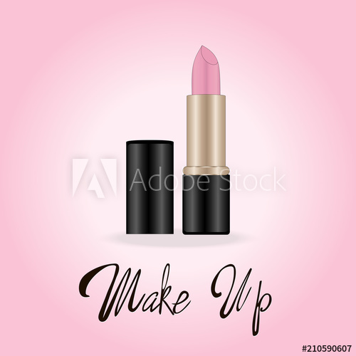 500x500 Make Up Lettering, Rose Lipstick, Vector Illustration On Light