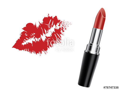 500x375 Red Lipstick With Kiss, Vector Stock Image And Royalty Free