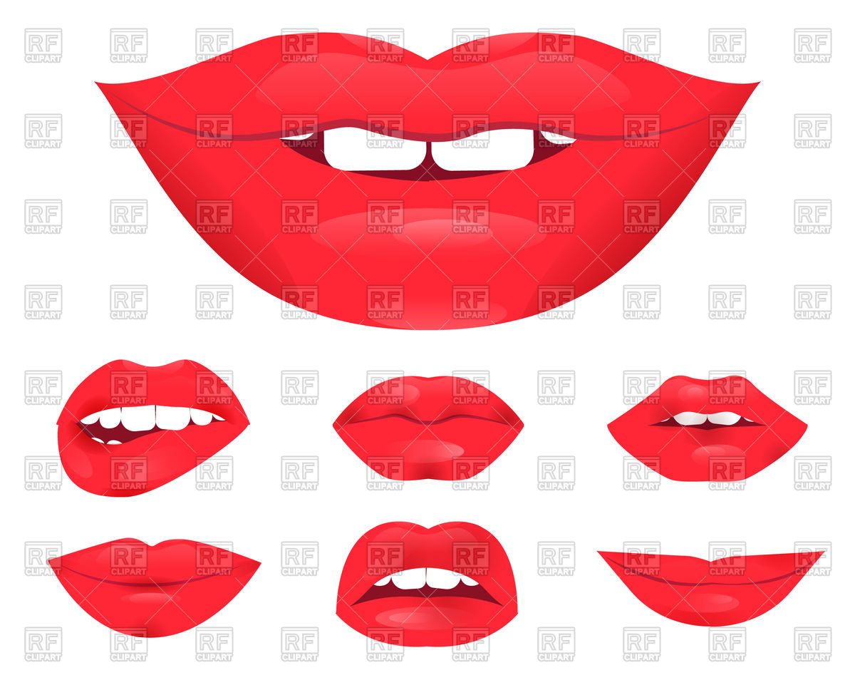 1200x947 Set Of Glamour Lips With Red Lipstick Color Vector Image Of Beauty