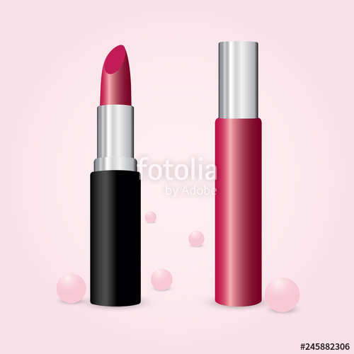 500x500 Lip Gloss And Lipstick Vector Isolated On Pink Background Stock