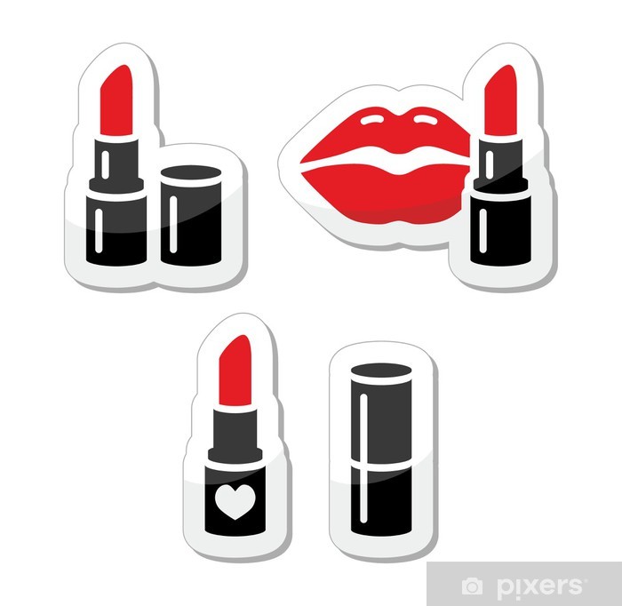 700x682 Lips And Red Lipstick Vector Icon Set Wall Mural