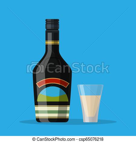 450x470 Bottle Of Chocolate Coffee Cream Liquor And Glass With Cubes