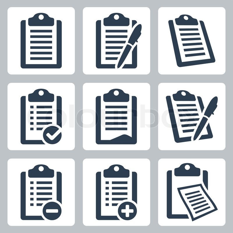 800x800 Vector Isolated Clipboard, List Icons Stock Vector Colourbox