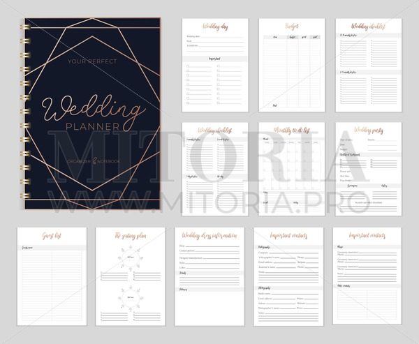 600x493 Chic Wedding Planer Organizer With Checklist, Wish List, Party