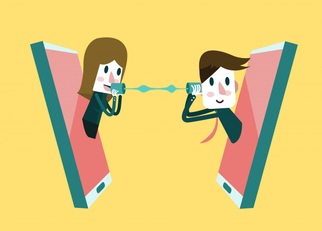 626x450 Man And Woman Talking On A Mobile Phone Flat Design Element