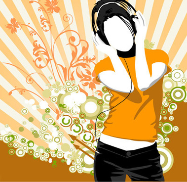 379x368 Vector Listen Music Girl Free Vector Download