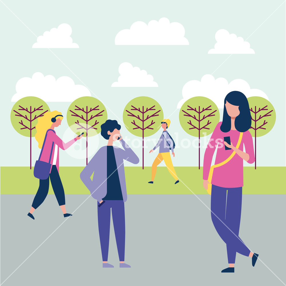 999x1000 Outdoor Activities People In The Park Talking Telephone Listen