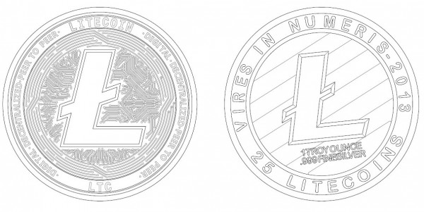 600x301 Litecoin Ltc Detailed Model Vector Drawing Logo Model