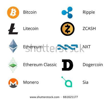 450x416 Most Popular Cryptocurrency Colored Logo Set