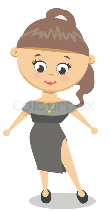417x800 Girl Dances In Little Black Dress Stock Vector Colourbox