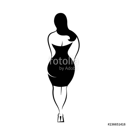 500x500 The Woman Rear View With Long Hair And In A Little Black Dress