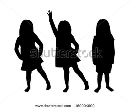 Little Girl Silhouette Group With Items 450x380 Little Girl Silhouette Group With Items