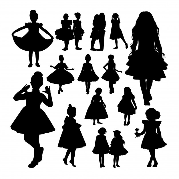 Little Girl Silhouettes Vector Premium Download 626x626 Little Girl Silhouettes Vector Premium Download