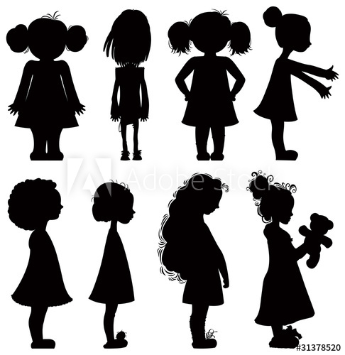Little Girls Silhouettes Set 486x500 Little Girls Silhouettes Set