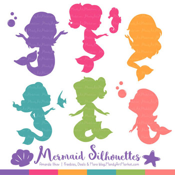 Sweet Mermaid Silhouettes Vector Clipart In Crayon Box Girl 350x350 Sweet Mermaid Silhouettes Vector Clipart In Crayon Box Girl