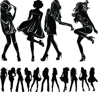 Vector Girl Silhouettes Free Vector Download 391x368 Vector Girl Silhouettes Free Vector Download