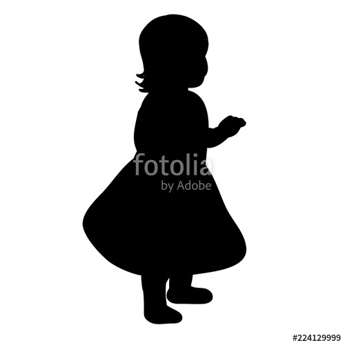 Vector, Isolated Silhouette Of Little Baby In Dress Stock Image 500x500 Vector, Isolated Silhouette Of Little Baby In Dress Stock Image