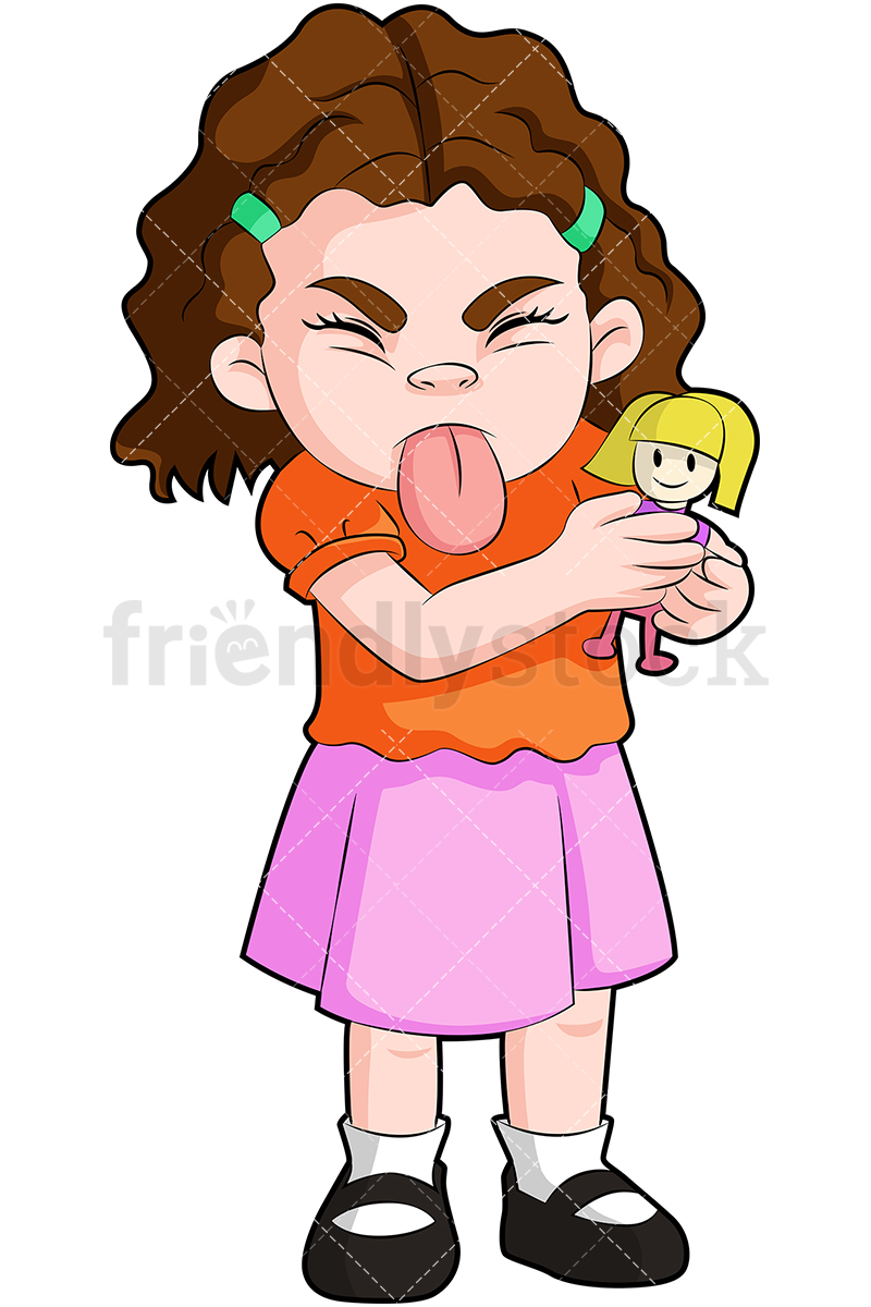 800x1200 Little Girl Sticking Tongue Out Cartoon Vector Clipart