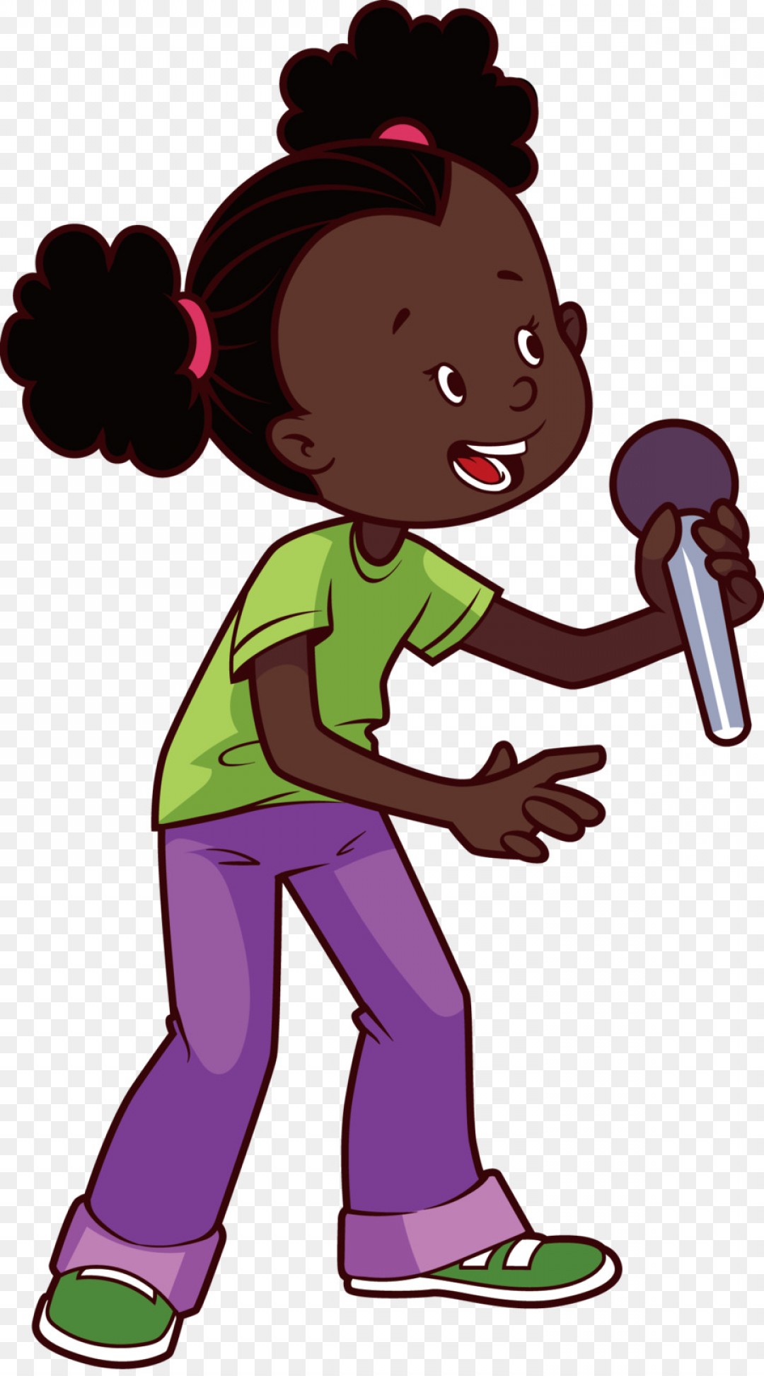 1080x1944 Microphone Singing Cartoon Illustration Singing Little Girl Vector