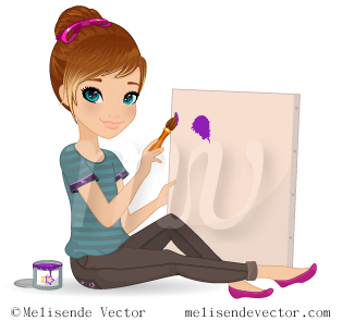 314x306 Young Girl Painting Illustration, Young Girl Painting Vector