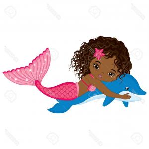 300x300 Photovector Cute Little Mermaid Swimming With Dolphin Vector