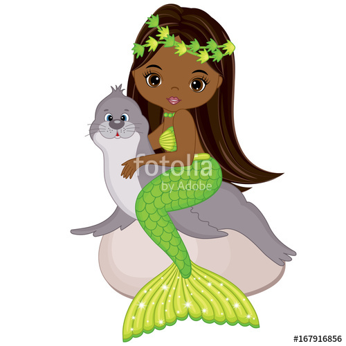 Vector Cute Little Mermaid Swimming With Fur Seal Vector African 500x500 Vector Cute Little Mermaid Swimming With Fur Seal Vector African